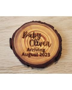 Thick Cursive Baby Announcement Coaster Set