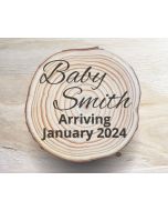 Simple Cursive Baby Announcement Coaster Set