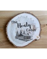 Cabin with Trees Round Sign