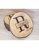 Bold Letter Rustic Coasters Set